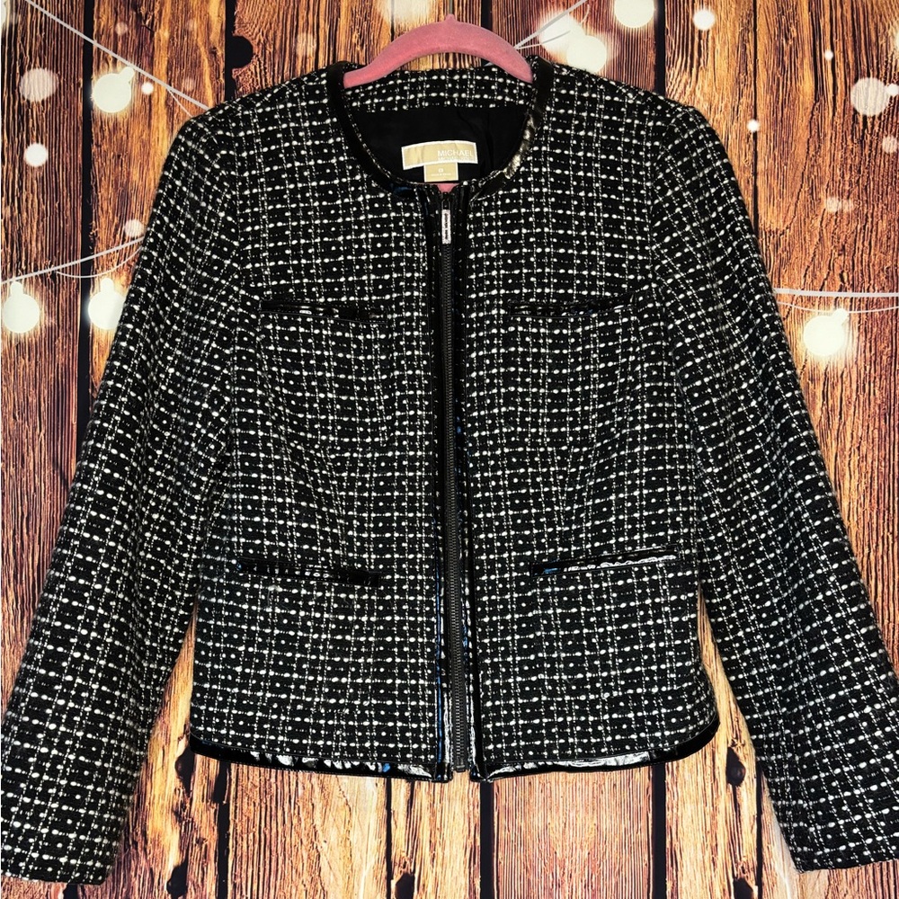 Michael Kors Black and White Tweed Blazer